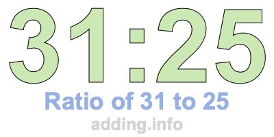 Ratio of 31 to 25