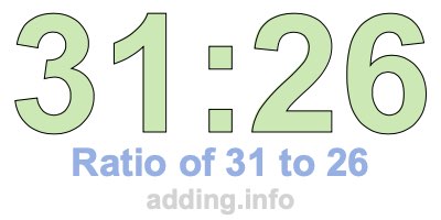 Ratio of 31 to 26