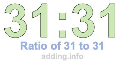Ratio of 31 to 31