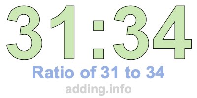 Ratio of 31 to 34
