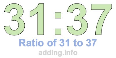 Ratio of 31 to 37 Ratio of 31 to 37