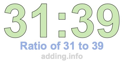 Ratio of 31 to 39 Ratio of 31 to 39