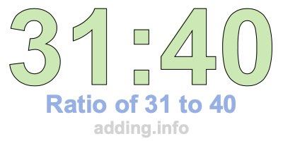 Ratio of 31 to 40 Ratio of 31 to 40