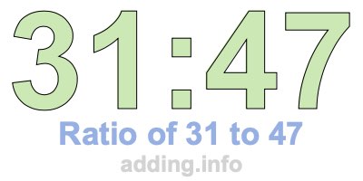 Ratio of 31 to 47 Ratio of 31 to 47