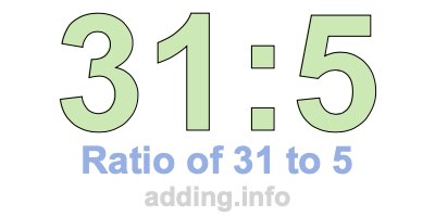 Ratio of 31 to 5 Ratio of 31 to 5