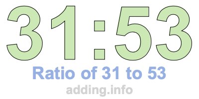 Ratio of 31 to 53 Ratio of 31 to 53