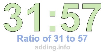 Ratio of 31 to 57 Ratio of 31 to 57
