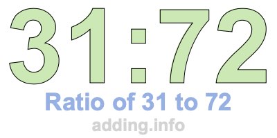 Ratio of 31 to 72 Ratio of 31 to 72