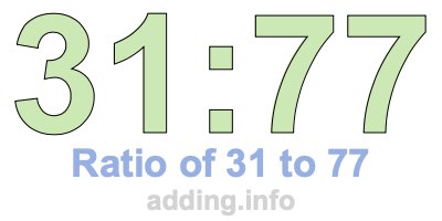 Ratio of 31 to 77 Ratio of 31 to 77