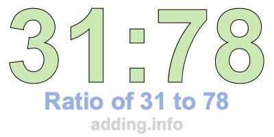 Ratio of 31 to 78 Ratio of 31 to 78
