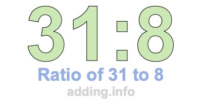 Ratio of 31 to 8