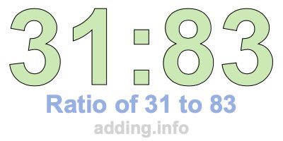 Ratio of 31 to 83 Ratio of 31 to 83