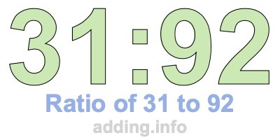 Ratio of 31 to 92 Ratio of 31 to 92