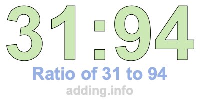 Ratio of 31 to 94 Ratio of 31 to 94
