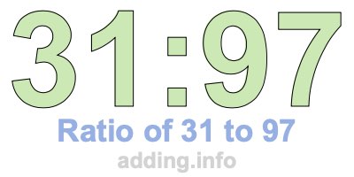 Ratio of 31 to 97 Ratio of 31 to 97
