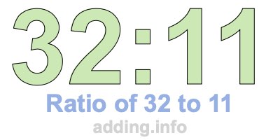 Ratio of 32 to 11 Ratio of 32 to 11