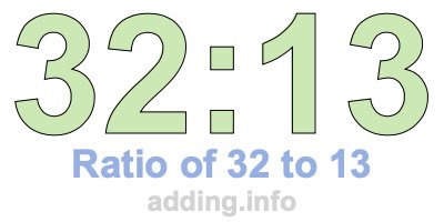 Ratio of 32 to 13 Ratio of 32 to 13
