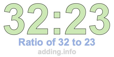 Ratio of 32 to 23 Ratio of 32 to 23