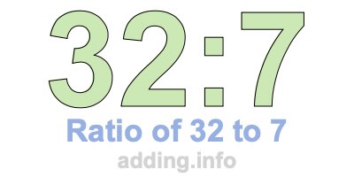Ratio of 32 to 7 Ratio of 32 to 7