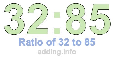 Ratio of 32 to 85 Ratio of 32 to 85