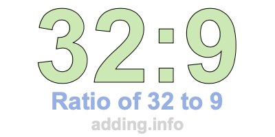 Ratio of 32 to 9 Ratio of 32 to 9