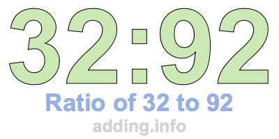 Ratio of 32 to 92 Ratio of 32 to 92