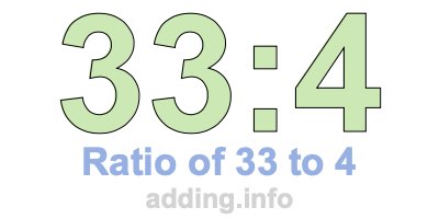 Ratio of 33 to 4 Ratio of 33 to 4