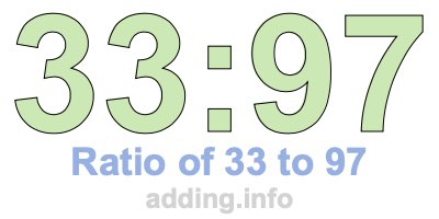 Ratio of 33 to 97 Ratio of 33 to 97