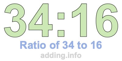 Ratio of 34 to 16 Ratio of 34 to 16