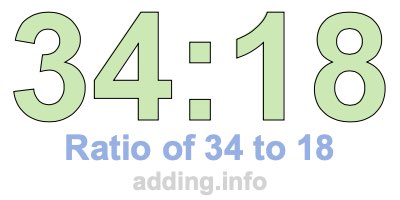 Ratio of 34 to 18 Ratio of 34 to 18