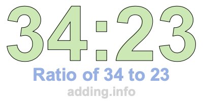 Ratio of 34 to 23 Ratio of 34 to 23