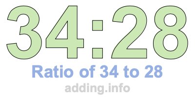 Ratio of 34 to 28 Ratio of 34 to 28