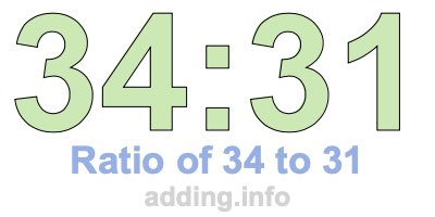 Ratio of 34 to 31 Ratio of 34 to 31