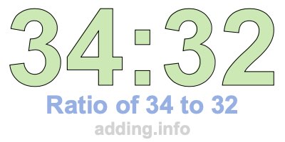 Ratio of 34 to 32 Ratio of 34 to 32