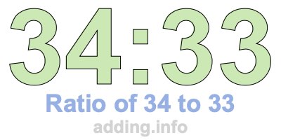 Ratio of 34 to 33 Ratio of 34 to 33