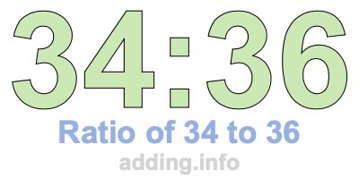 Ratio of 34 to 36 Ratio of 34 to 36