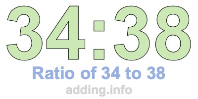 Ratio of 34 to 38