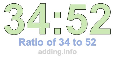 Ratio of 34 to 52 Ratio of 34 to 52