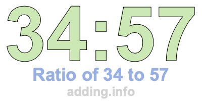 Ratio of 34 to 57 Ratio of 34 to 57