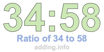 Ratio of 34 to 58 Ratio of 34 to 58