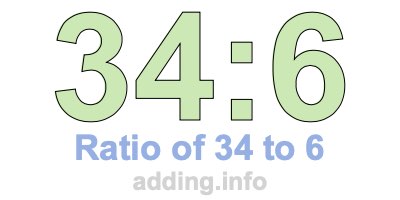 Ratio of 34 to 6 Ratio of 34 to 6