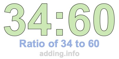 Ratio of 34 to 60 Ratio of 34 to 60