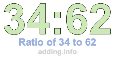Ratio of 34 to 62