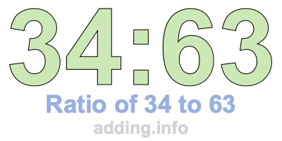 Ratio of 34 to 63 Ratio of 34 to 63