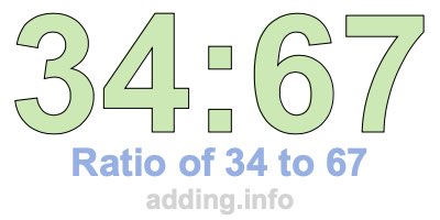 Ratio of 34 to 67 Ratio of 34 to 67