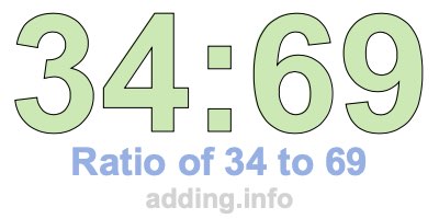 Ratio of 34 to 69 Ratio of 34 to 69