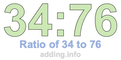Ratio of 34 to 76 Ratio of 34 to 76