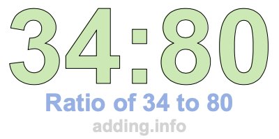 Ratio of 34 to 80 Ratio of 34 to 80