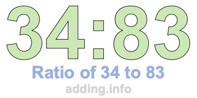 Ratio of 34 to 83