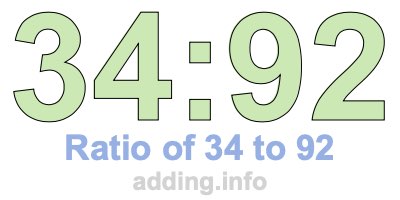 Ratio of 34 to 92
